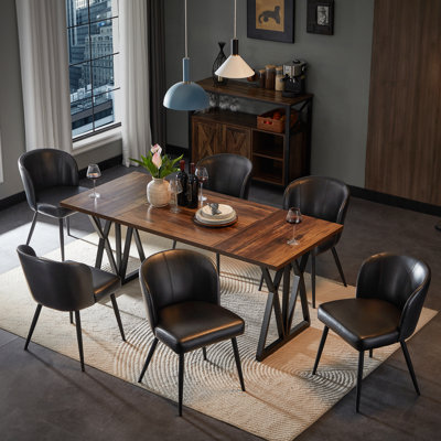 Chaise de salle à manger rembourrée en similicuir (ensemble de 6)