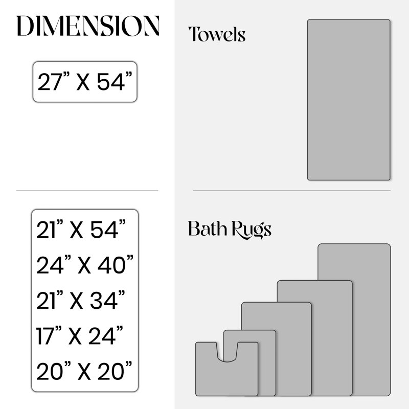 Buariki Collection 100% Soft Cotton 2 Pc Bath Towel Set & Bath Rug Set, Reversible, Linen
