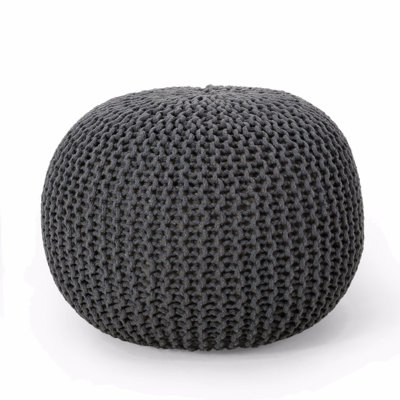 Bordeaux Knitted Cotton Round Pouf by Klair Living