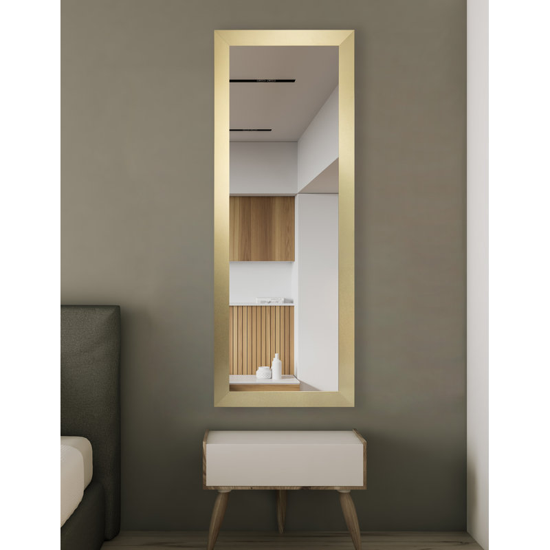 Conah Engineered Wood Flat Mirror, 59" x 20", Swirled Gold