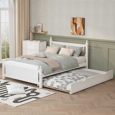 Full Size Solid Wood Platform Bed Frame With Trundle For Limited Kids -  Alcott HillÂ®, F35DEF8FB508423D80E951F79BE1E445