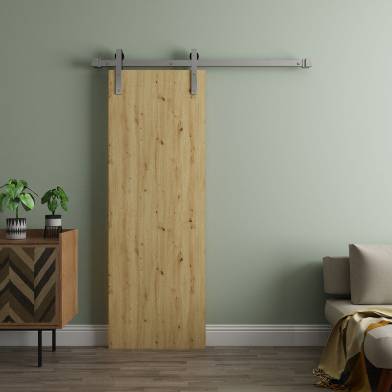 Modern Barn Door - ESSENTIAL 8001 - 8FT Rail Track Heavy Hardware Set - Solid Panel Interior Doors, 42" x 84", 1