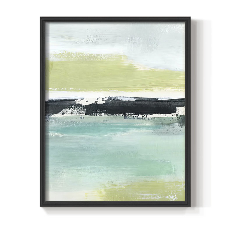 Sea Green Layers II Framed Print - Solid Wood, Noir, noir, noir, noir, H 15 po x l 12 po