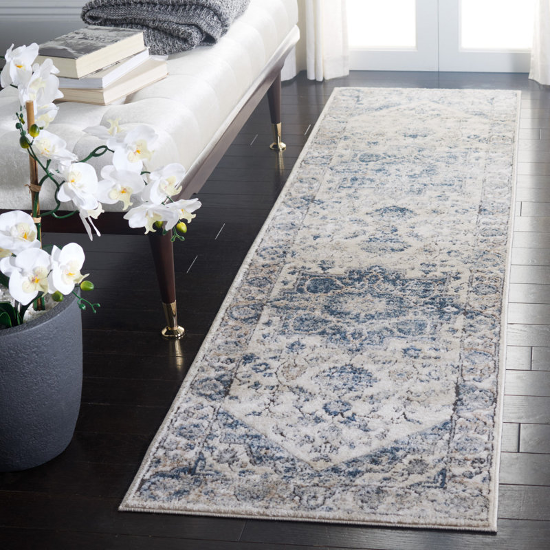 Joren Oriental Ivory/Blue Area Rug, Runner 2'2" x 12'