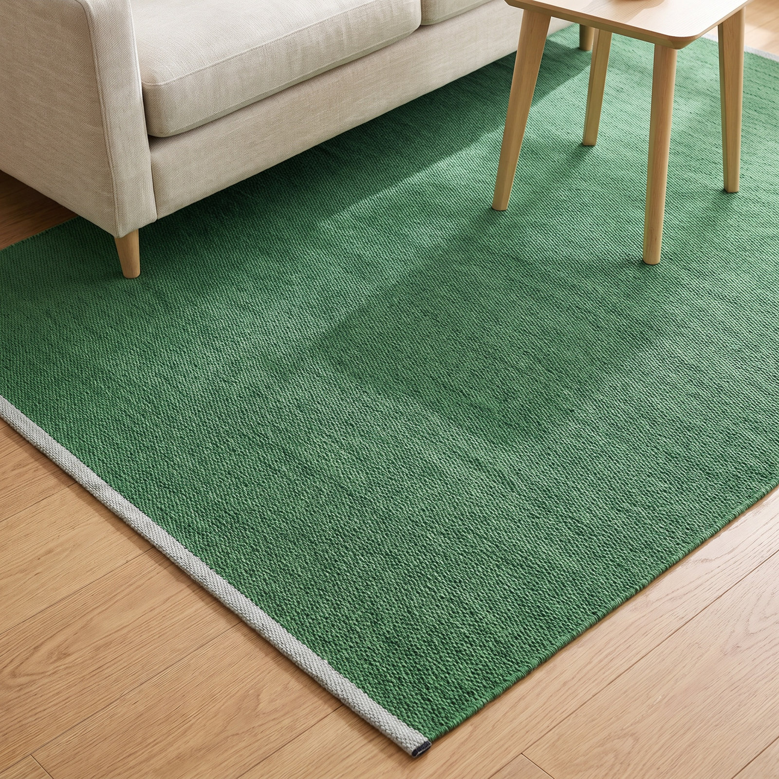 Mono Green Hand-Woven Rug