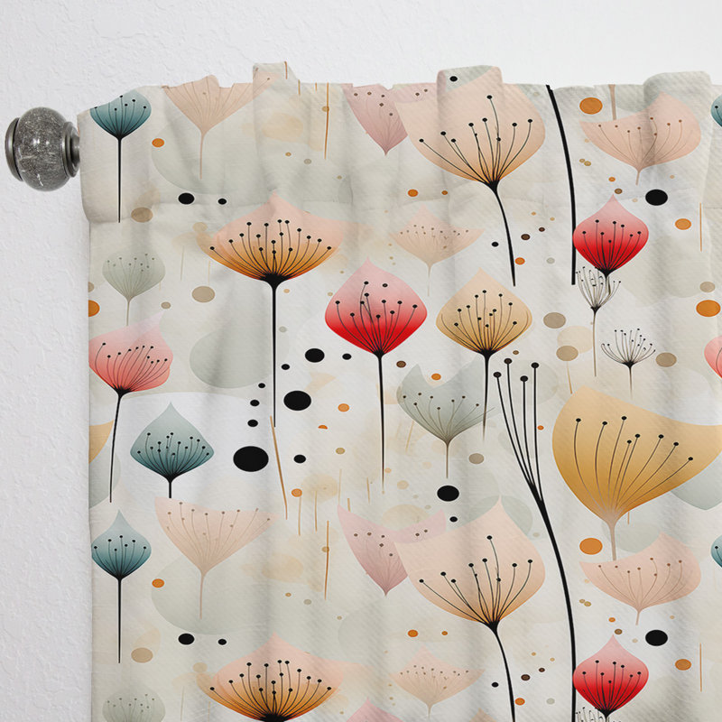 Subdued Expression II - Floral Curtain - Room Darkening Floral Curtain - 1 Panels, 52" W x 63" L