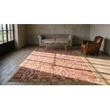 Large Room Size Antique Flat Woven Tribal Geometric Turkish Kilim Rug