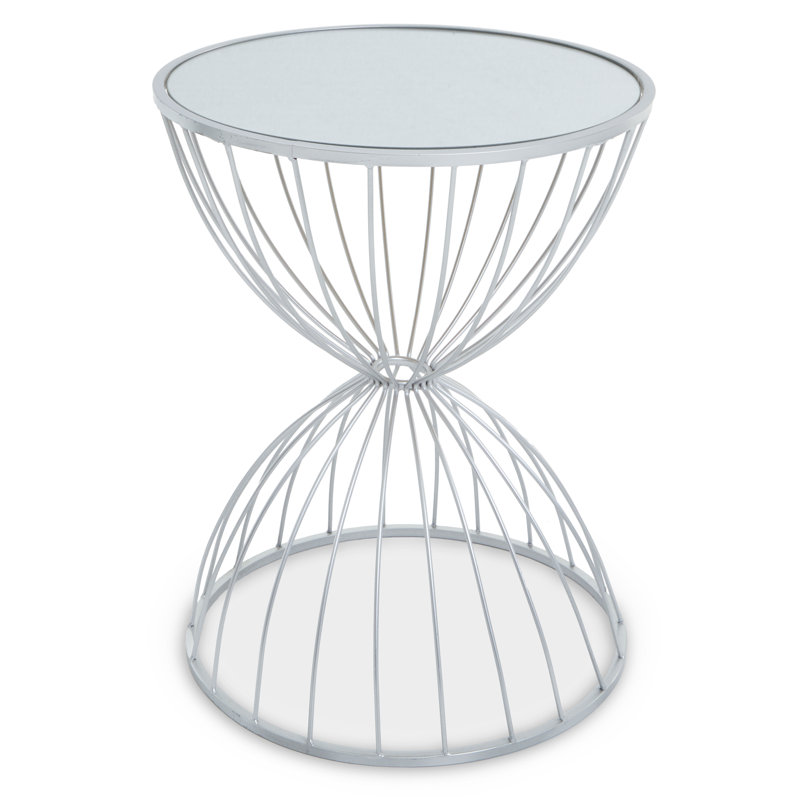 Jolie Glass Top End Table, Silver
