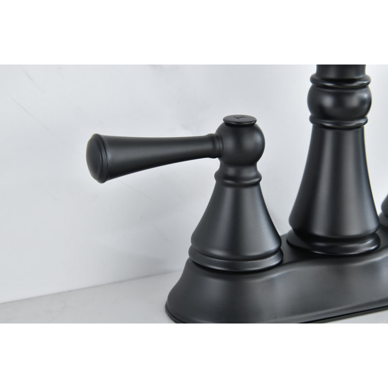 Centerset 2-handle Bathroom Faucet with Drain Assembly, Matte Black