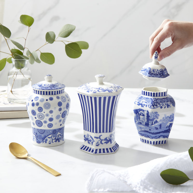 Spode Blue Italian 5.2" Vase - Cobalt BlueWhite Steccato
