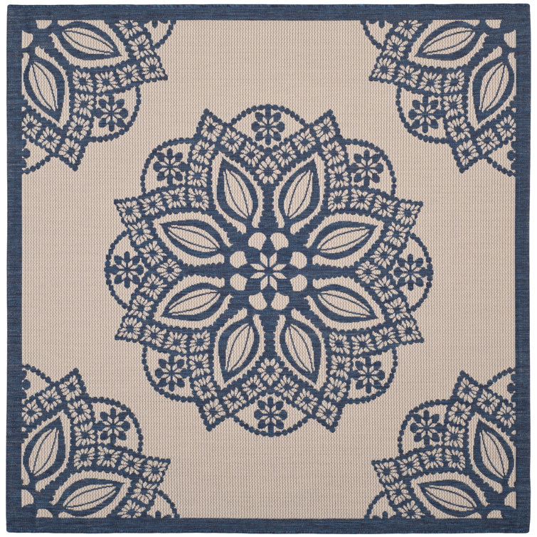 Arneshia Beige/Navy Indoor/Outdoor Area Rug