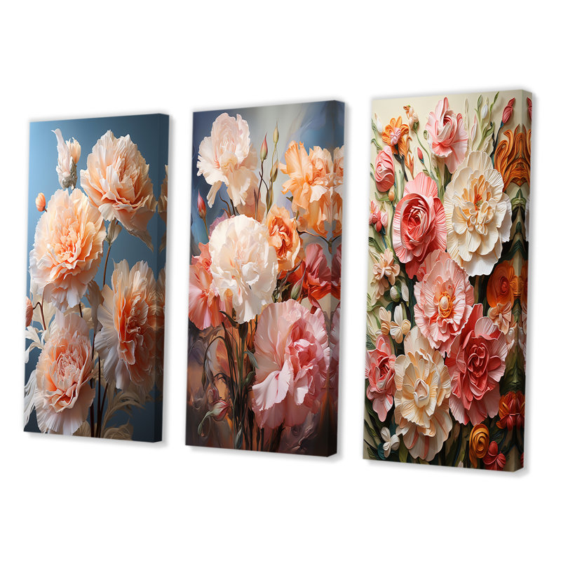 Oeillets fantaisistes - 3 pièces, Toile tendue, H 36 po x l 28 po