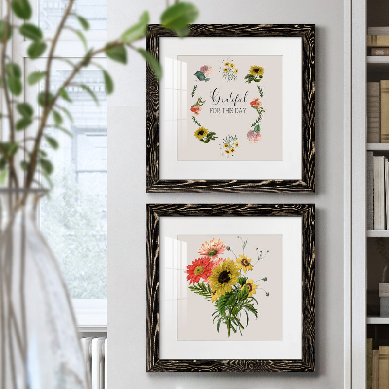 Grateful - Ensemble de 2 encadrements d'art textuel, H 20 po x l 40 po x P 1,5 po, Cadre noir