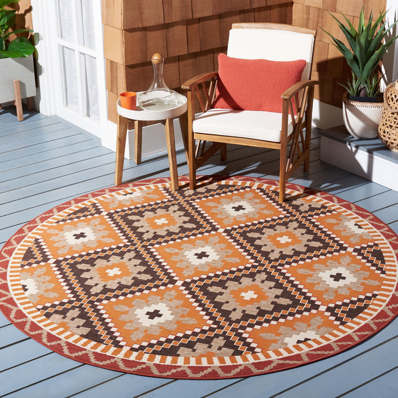 Northpoint Veranda Performance Geometric Indoor/Outdoor Area Rug, Round 3'