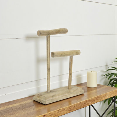 Porte-bijoux décoratif en bois flotté brun de 30 cm