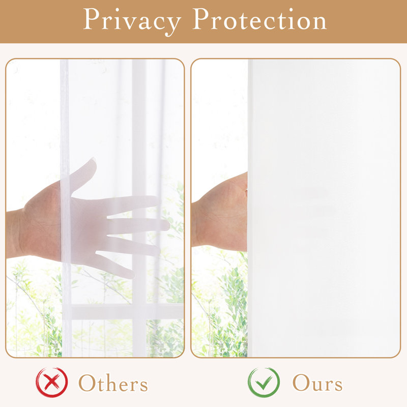 Non-See-Through Privacy Sheer Curtains 2 Panels, 52" Wide Grommet Window Curtains Drapes for Living Room Bedroom- Home Decoration Light Filtering Elegant Window Drapes