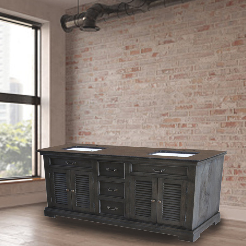 Ensemble de meuble-lavabo double 72 po Flannagan, gris