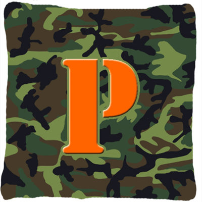 Monogramme initiale Camo intérieur/extérieur Throw Pillow
