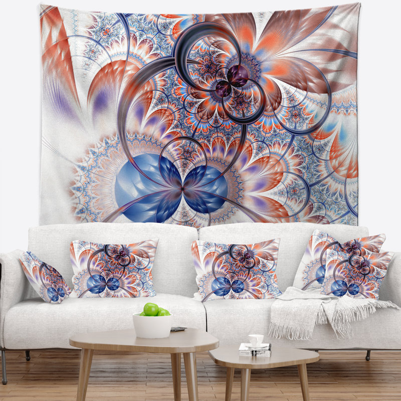 Tapisserie fleur abstraite à fleur symétrique, H 68 po x l 80 po
