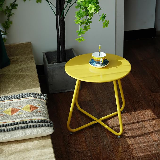 Table ronde d'extérieur, Lime, H 17,9 po x l 17,7 po x P 17,7 po