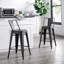 Tabouret de bar à hauteur de comptoir, l 17 po x H 17 po, métal, 4 pièces, noir