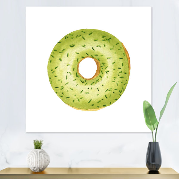 Bless international Green Donut With Sprinkles On White Framed On ...