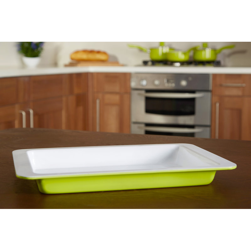 Symple Stuff Non-Stick Steel Baking Tray, Green / White