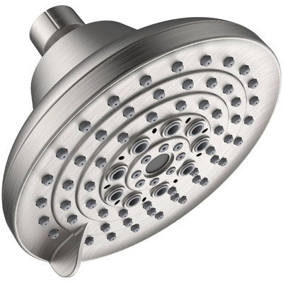 6 Spray Settings High Pressure Shower Head 5" Rain Fixed Showerhead - Brushed Nickel Adjustable Shower Head With Anti-Clogging Nozzles, Low Flow Easily Installation