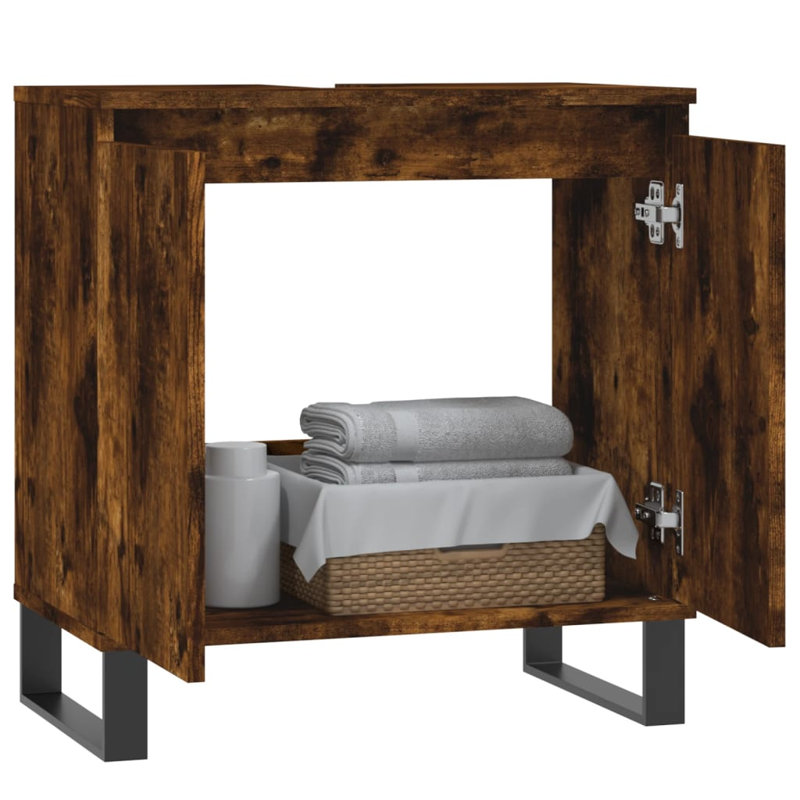Mariapaula Floor Mounted Bathroom Cabinet, Smoked Oak