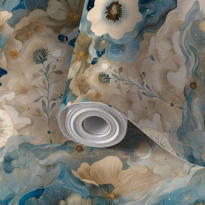 Papier auto-adhésif à peler et coller de luxe à motif floral botanique auto-adhésif et amovible 17,7 po x 118 po (45 x 300 cm)