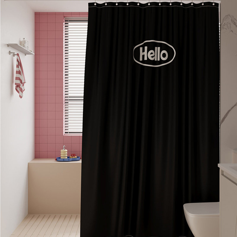 Rideau de douche en polyester, Noir, noir, noir, noir