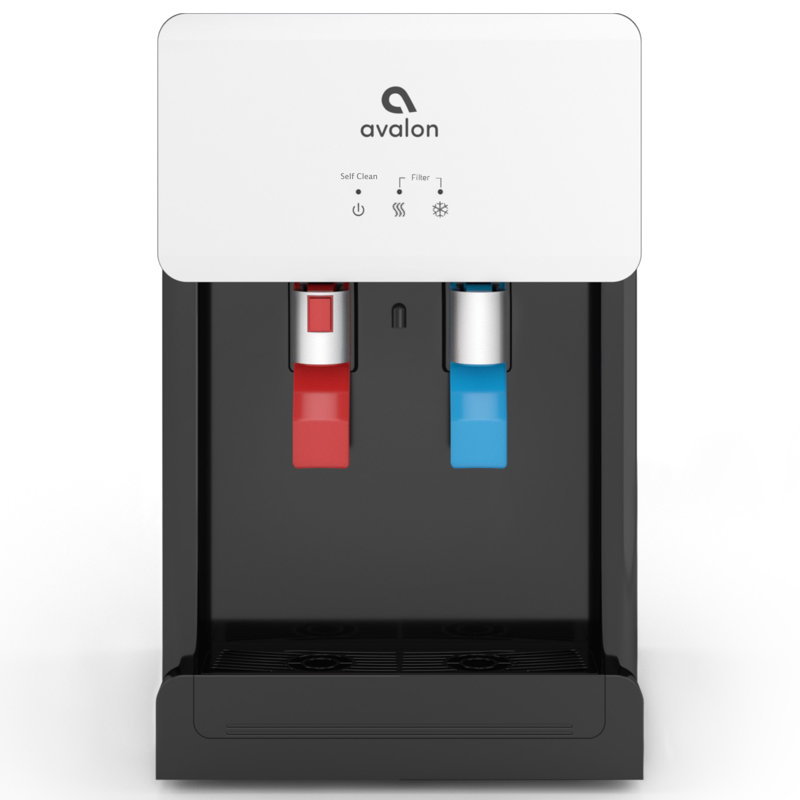 Avalon White and Black Countertop Self-Cleaning Water Cooler Dispenser