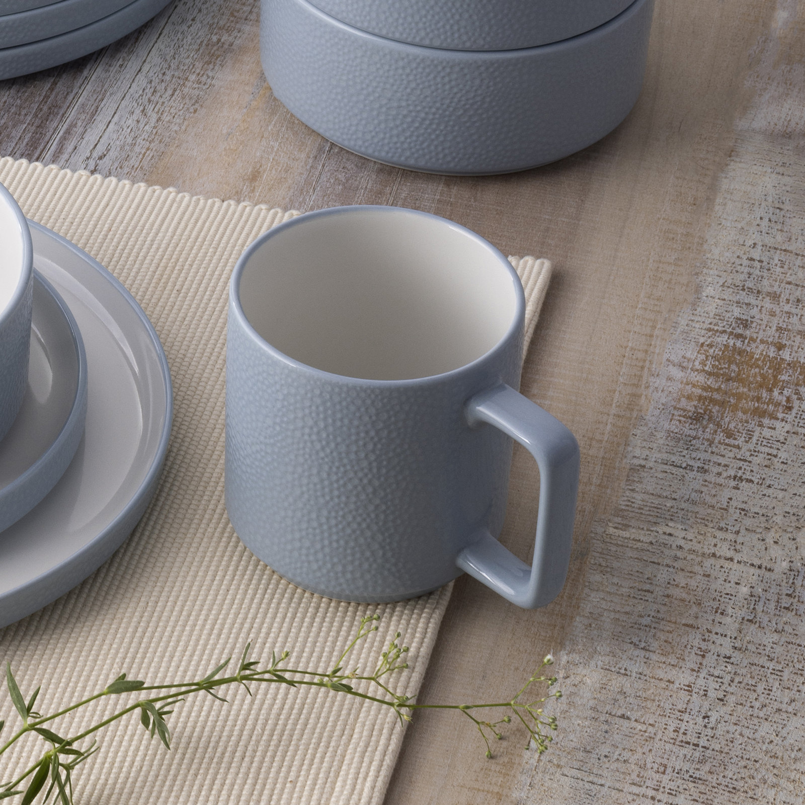Colortex Stone Porcelain Mug, Set of 4, Sage