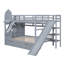Lit superposé double au-dessus d'un lit double avec 2 tiroirs et 3 glissières - gris-912376152-912376157