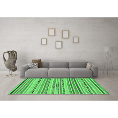 Tapis lavables à la machine à motif abstrait vert émeraude 2308