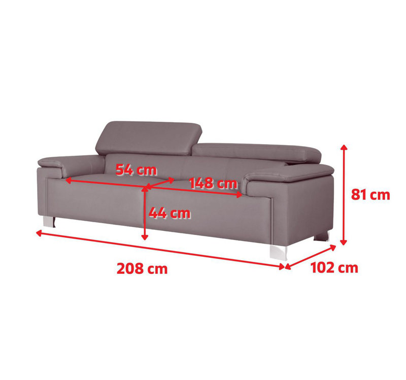 Chavely Genuine Leather Pillow Top Arm Sofa, Black, 3