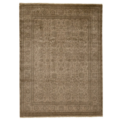 Hand Knotted Wool Area Rug in Gold