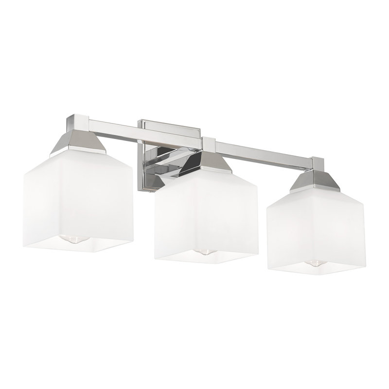 Billington 3 - Light Dimmable Vanity Light, Polished Chrome, Satin Opal White
