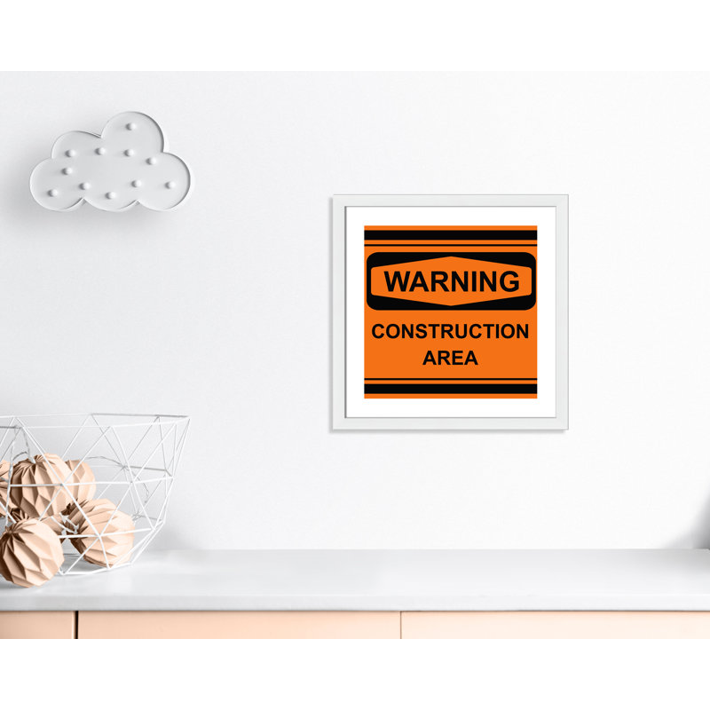 Warning 2 Paper Print, 22.5" H x 22.5" W x 0.63" D, White Framed