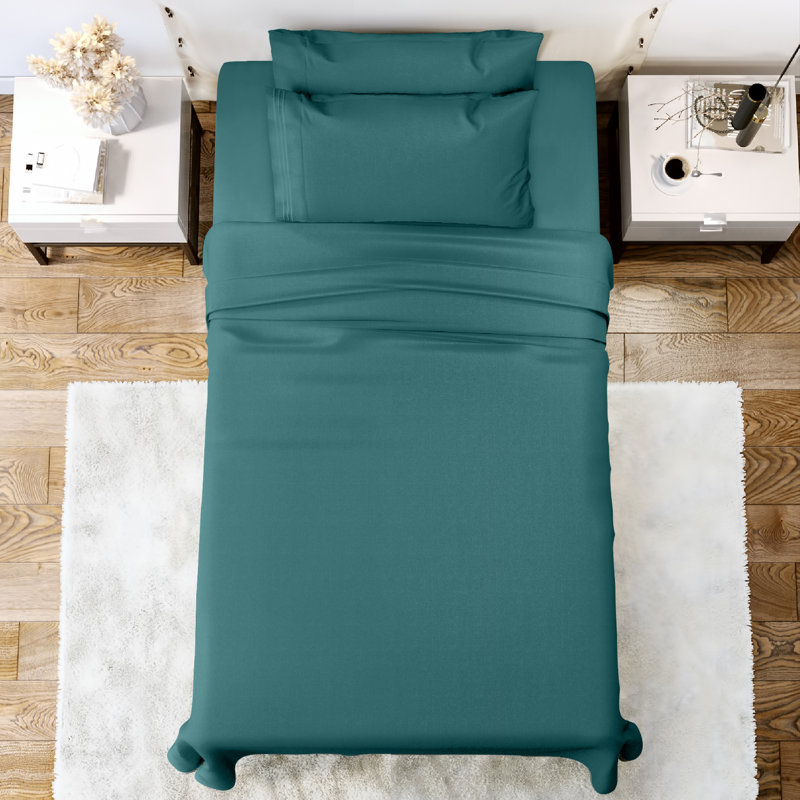 Ensemble de literie en microfibre 1800 Series, Bleu sarcelle, Ensemble de draps pour taille de lit simple TG ave