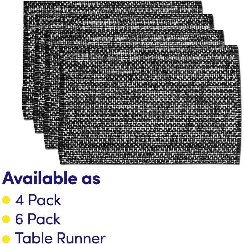 Ensemble de 6 napperons 100% coton pour salle à manger, Noir