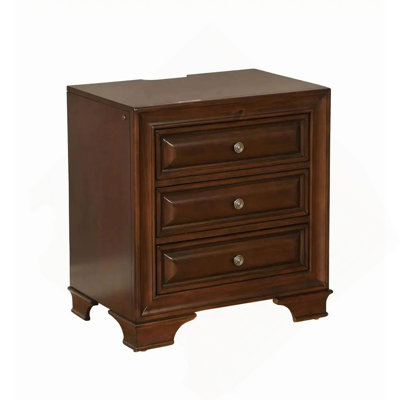 Table de chevet en bois de cerisier brun massif 1pc Nickel