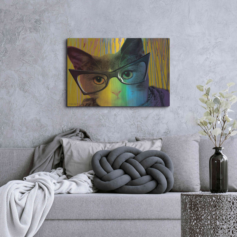 «Cat In Glasses» par Cindy Jacobs, H 24 po x l 36 po