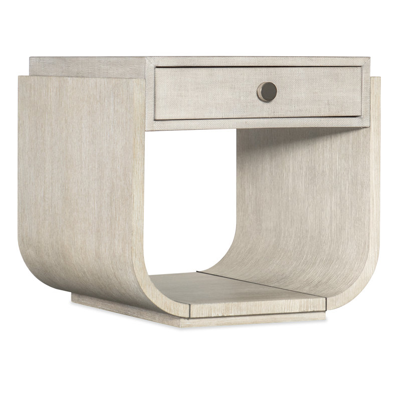 Diamond Brown Oak and Raffia Rectangular End Table with Storage