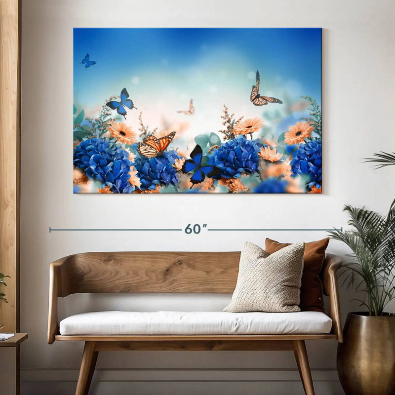 Jardin des papillons bleus, H 34 po x l 51 po