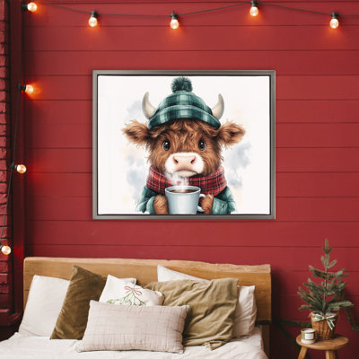 Cadre flottant Cozy Hot Chocolate Cow, design par Whimsical Wonders