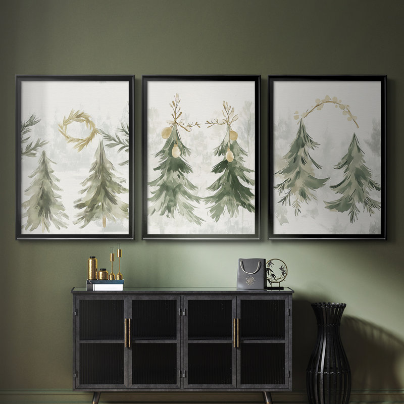 Christmas Holiday Art CECLXVII - Toile sur toile tendue avec châssis encadré - 3 pièces, H 30 po x l 63 po