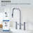 3 Holes Brass Double Handle Bridge Kitchen Faucet With 2-Mode Pull Down Sprayer And Supply Lines-111009299