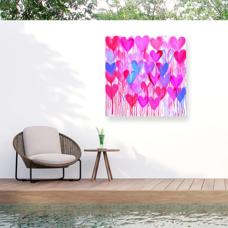 Toile d'extérieur Jess Stempel Heart Drips 1, H 35 po x l 35 po
