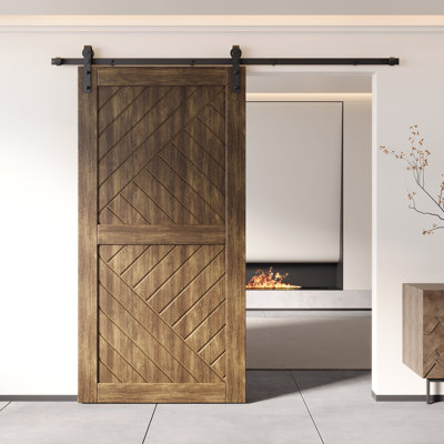 Porte de grange en bois de pin Homacer à conception géométrique Homacer (usage intérieur seulement)